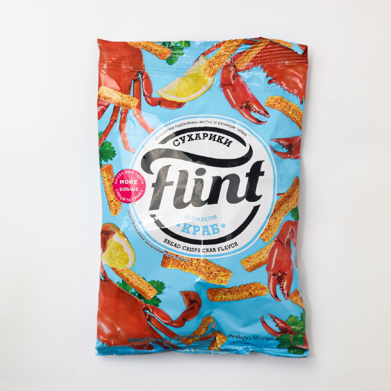 Wheat-rye croutons with crab flavor